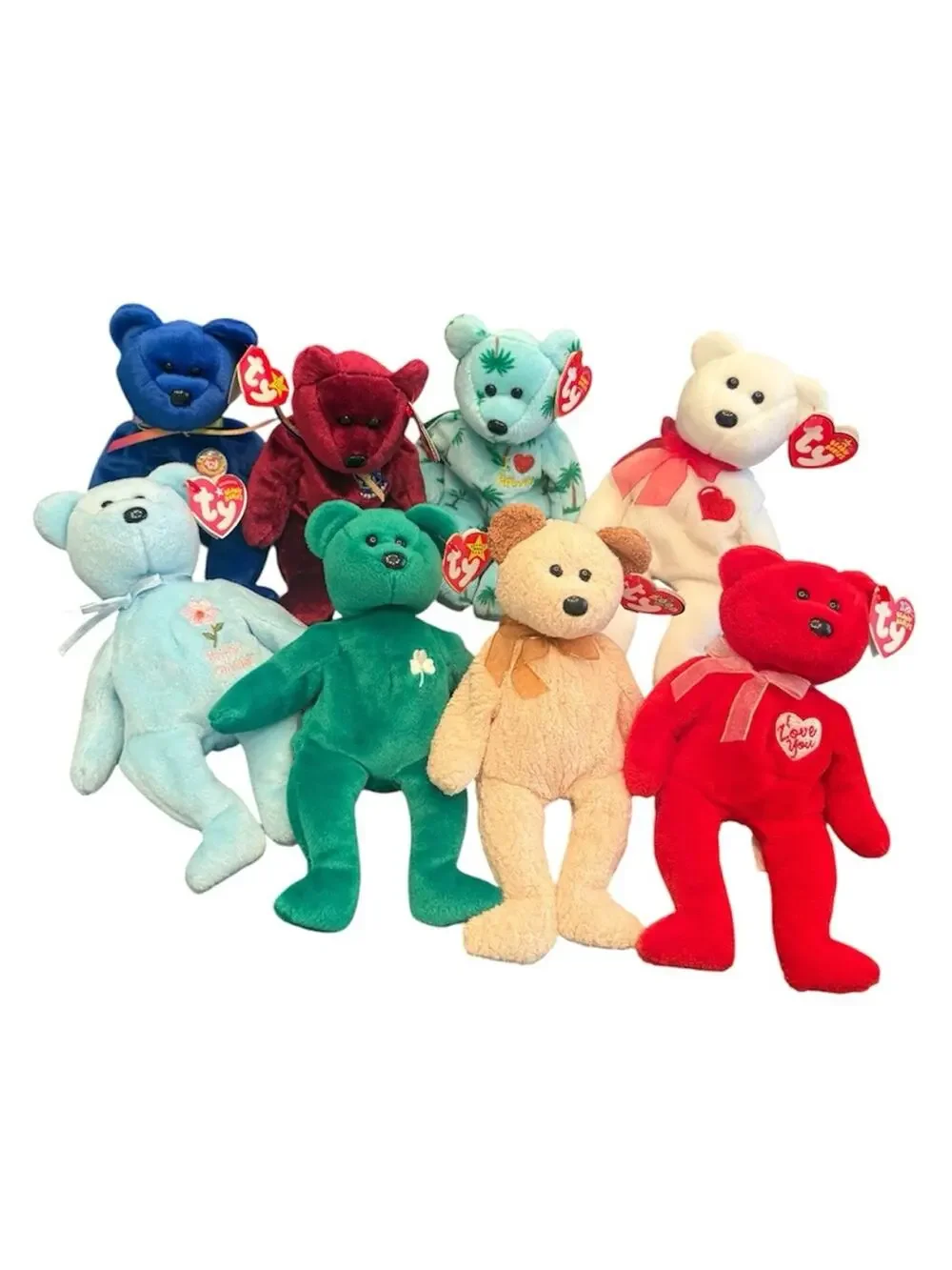 NWT Vintage Ty Beanie Babies Bundle of (8) Assorted Misc Bears Stuffed Animals